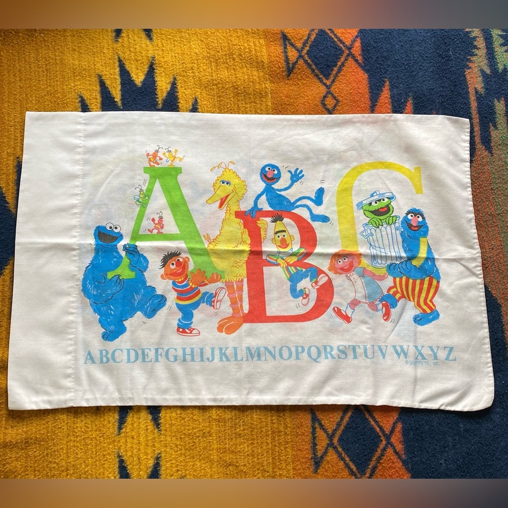VTG Muppets Sesame Street Single Standard Pillow Case! USA.
